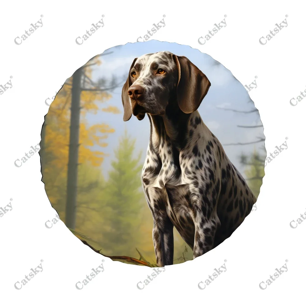 German Shorthaired Pointer Dog Polyester Universal Spare Wheel Tire Cover Wheel Covers for Trailer RV SUV Truck Camper