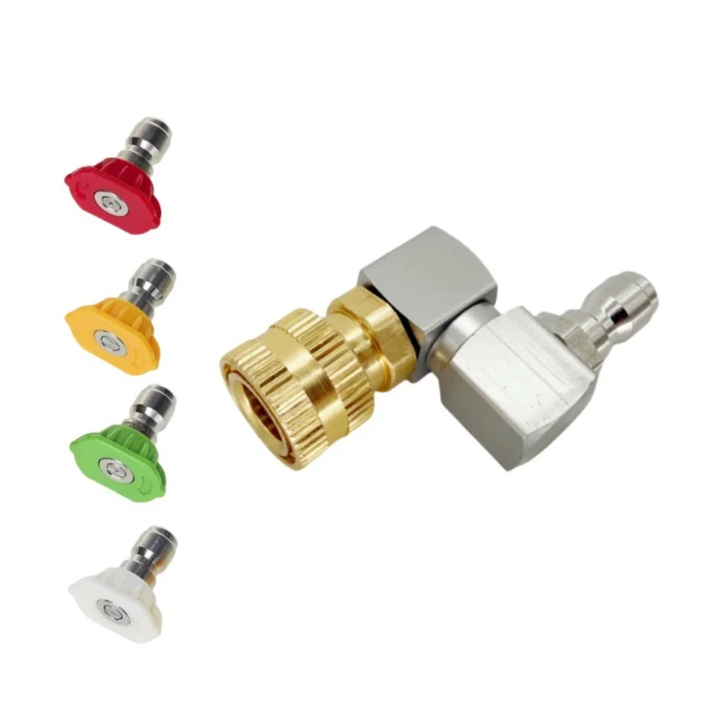 360 Degree Rotating High Pressure Washer Adapter With 4 Nozzles, 1/4 Inch Quick Connect For Efficient Cleaning Of Cars Patios