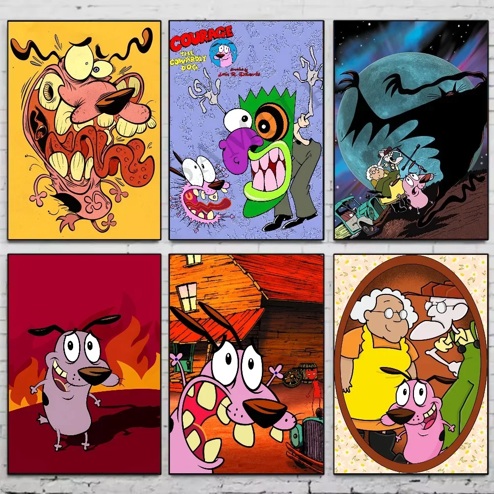 Cartoon C-COURAGE The C-Cowardly Dog Poster Aesthetic Canvas  Posters and Prints Wall Art Picture for Living Room ation