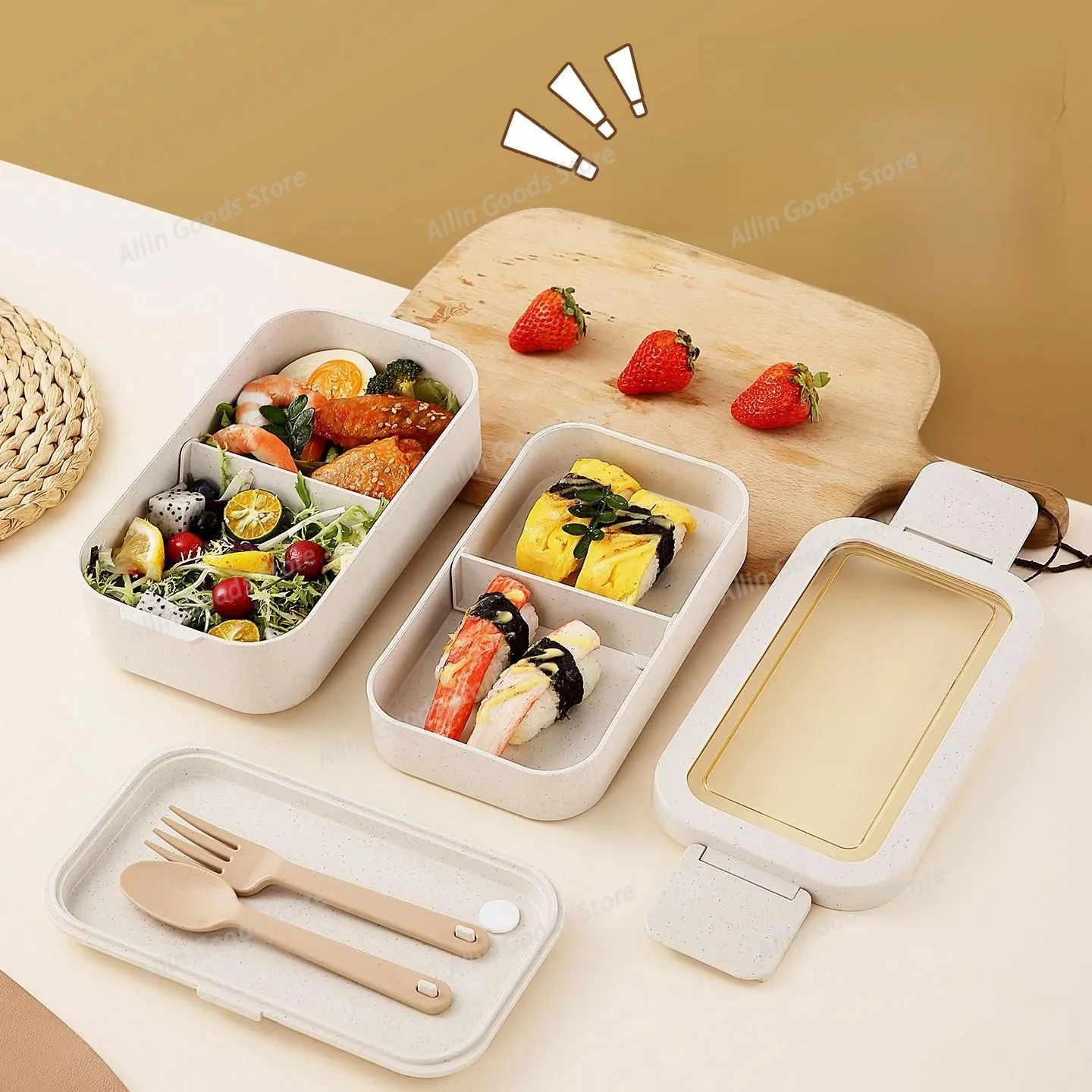 Portable Insulated Lunch Box Weight Loss Special Microwave Heating Plastic Double Layer Bento Box for Office Workers