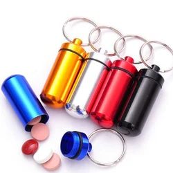 Creative Portable Mini Travel Pill Medicine Box Case Waterproof Container Keychain Capsule Bottle Key Ring Chain First Aid Gifts