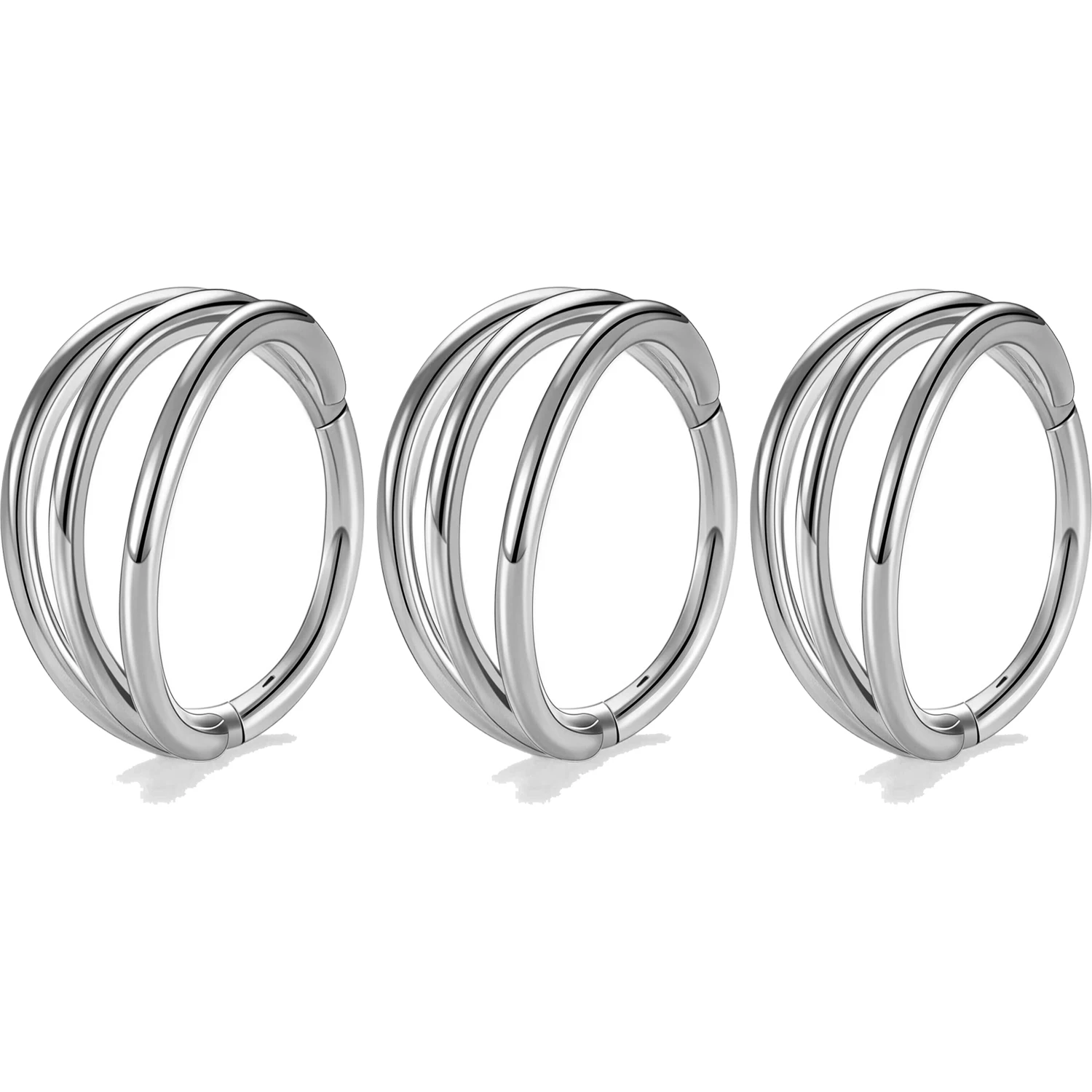 Triple Hoop Nose Ring in Stainless Steel