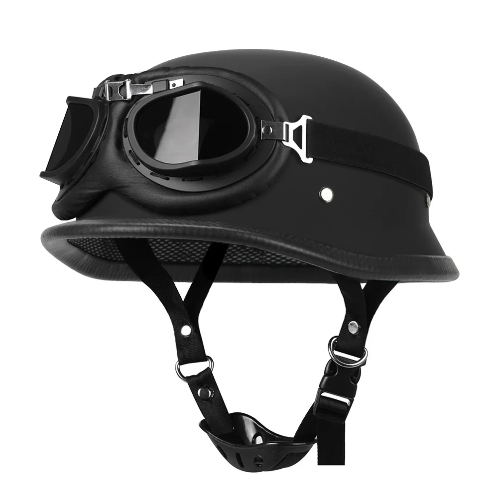 Motorrad Halbhelm Vintage Deutscher Stil Pilot Motorradhelme Open Face Retro Motocross Helm Motorradzubehör Dot