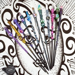 Colorful Point Evil Eye Fairy Princess Magic Stick Kids Point Crystal Wand Prop Wood Stick Witch Crafts 1pc