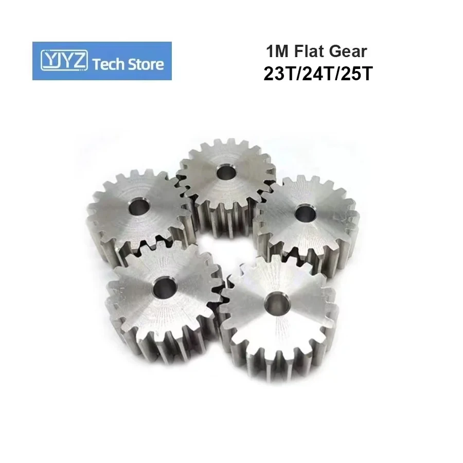 1PC 45# steel Spur Gear 1 Mod 1M 23T / 24T / 25T Process Hole 6mm Gears Motor Gears Total Height 10mm Straight Flat Teeth Pinion