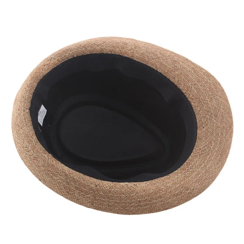 Men\'s Fedora Jazz Cotton Linen Solid Color Hat Summer Retro Bowler Hats Unisex Outdoor Chapeau Bowler Hats Beach Trave Cap