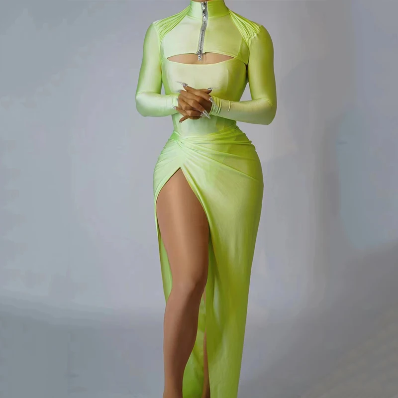 3 couleurs fête célébrer robe Sexy découpe robe de mariée robes de soirée femmes Gogo Costume scène défilé Festival tenue XS7366