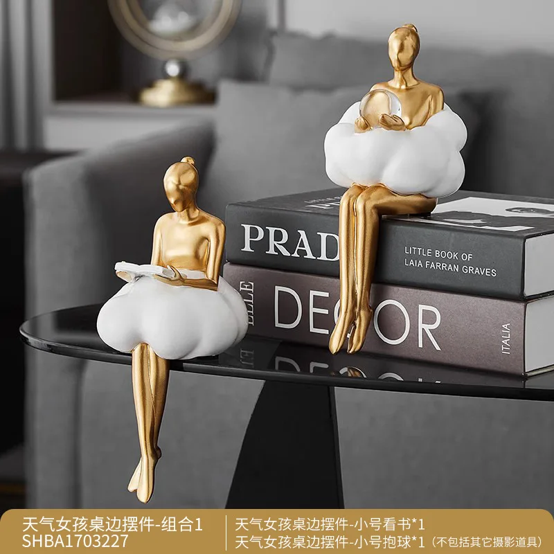Ballet Girl Cloud Abstract Art Figure Statue Modern Dining Table Decoration Home Aesthetic Design Figure Handicrafts