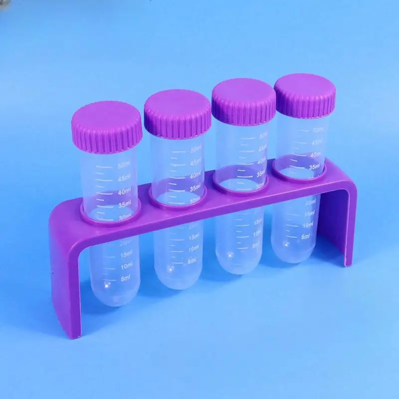 

4 пластиковых пробирки емкостью 50 мл с держателем 1 шт. с 4 отверстиями