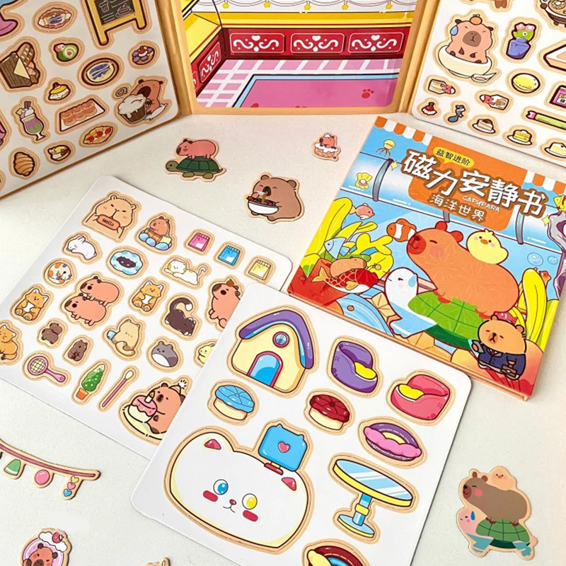 Capybara Refrigerator Magnet Cartoon Game Book Birthday Party Activities Handbook Quiet Book Whole Children'S Decorative