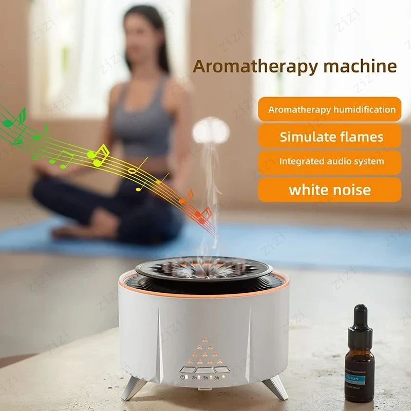 Creative Flame Simulation Jellyfish Smoke Ring Aromatherapy Machine White Noise Humidification Aromatherapy Machine