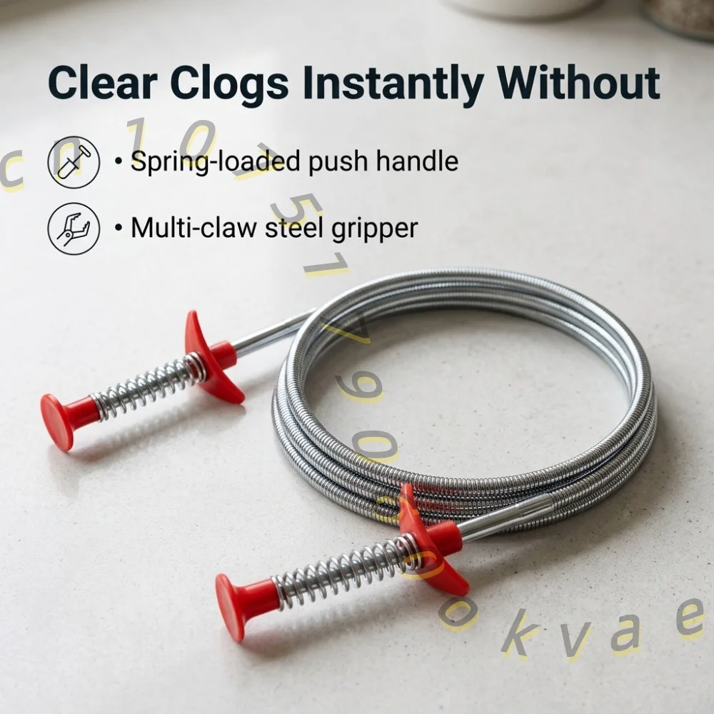 Flexible Drain Clog Remover Tool 4-Claw Grabber Spring Pipe Dredging Tool Sink Cleaner Hair Catcher Garbage Picker