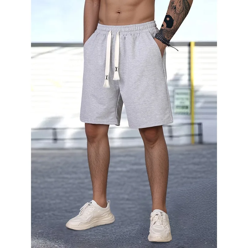 

Summer Casual Knitted Shorts Men Fashion Sports Outdoor Beach Loose Short Pants Man Breathable Kness Length Sweatpants Male