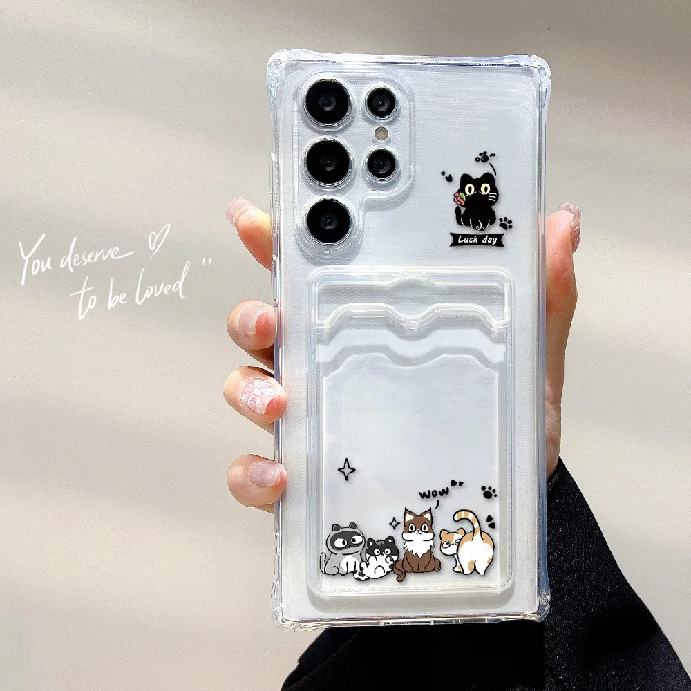 

Card Holder Silicone Cat Case For Samsung A56 5G A55 A54 A36 A16 A15 A35 A34 A26 A53 A52 A33 A32 A14 A13 A25 A12 A22 A24 Cover