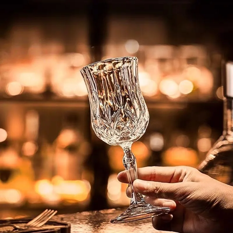 Red Wine Glass Light Luxury Home High Beauty Relief Juice Champagne Wine Glass Bar Party Dining Drinking Utensils
