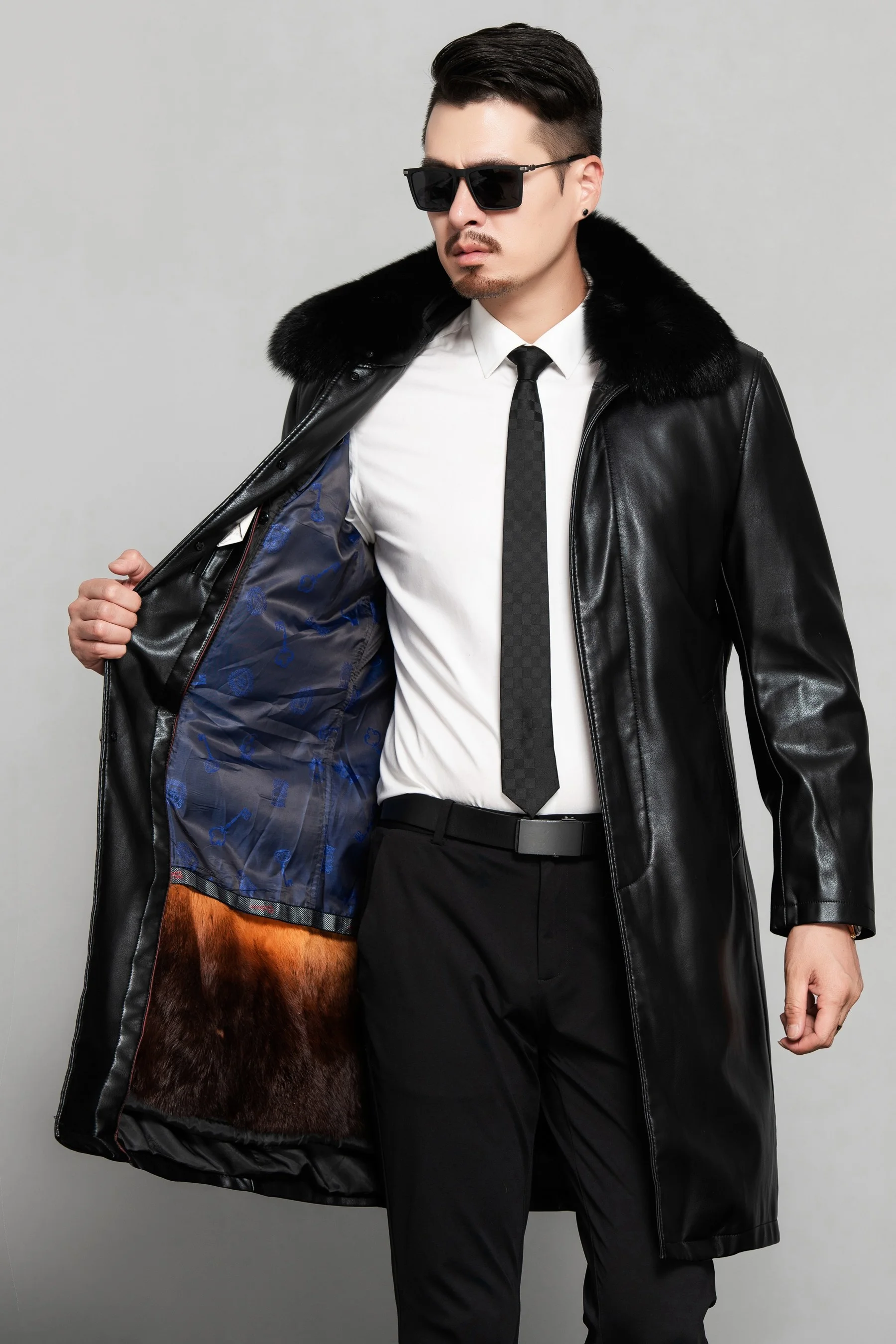 100% Sheepskin Leather Jacket Men 2024 Winter Fox Fur Collar Mink Liner Genuine Men's Coat Casual Warm Clothes