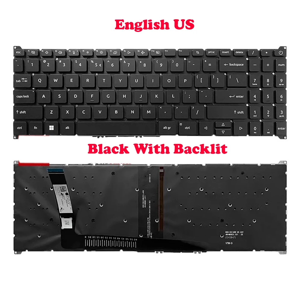 

Черная клавиатура для ноутбука ACER A715-76 A315-59 A315-59G A315-24P A315-24PT A315-44P A3D15-71GM A515-48M A515-57 A515-58 Новая