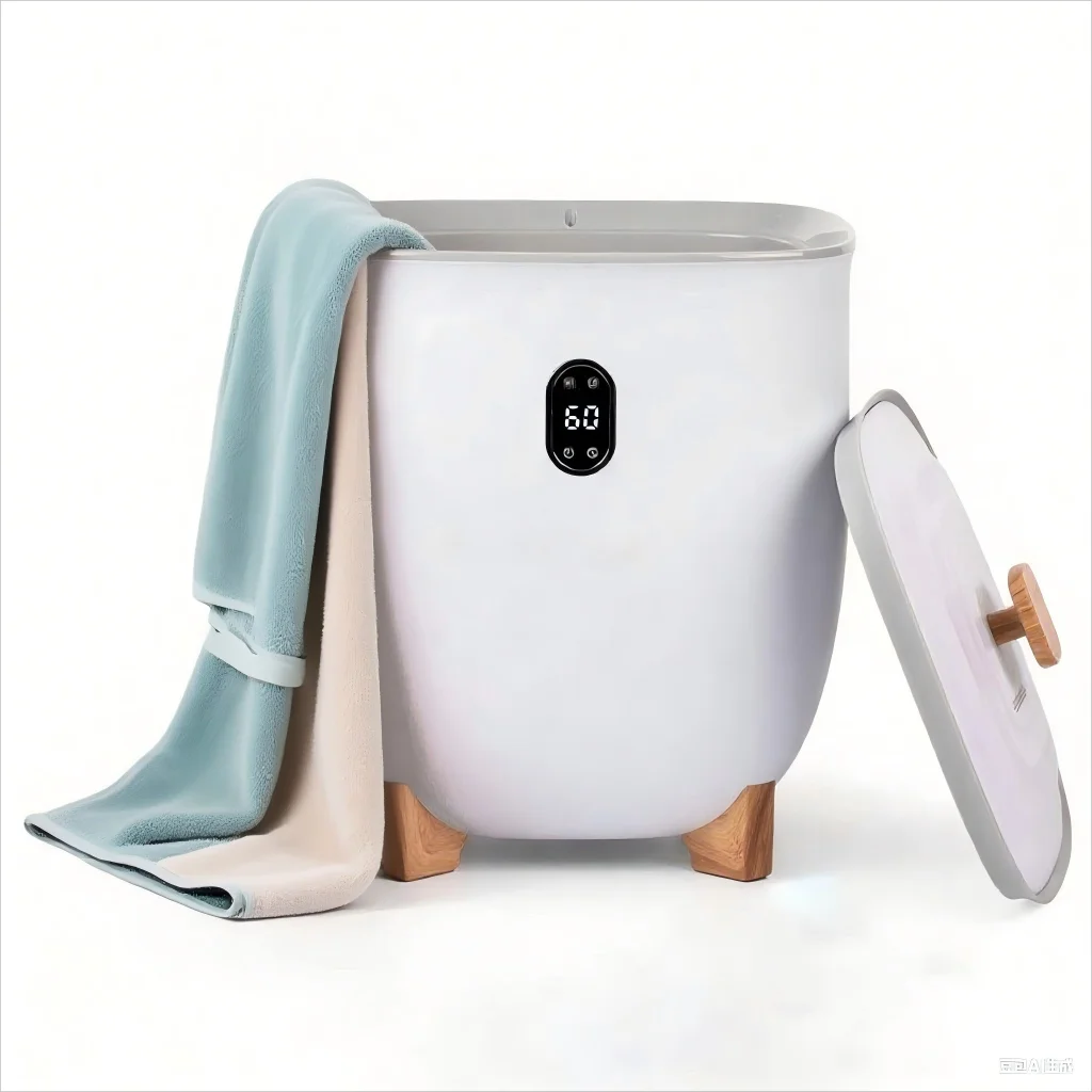 

Smart Towel Warmer Bucket With Safe Heating Timer Compact Size CE Approved Bathroom Accessory