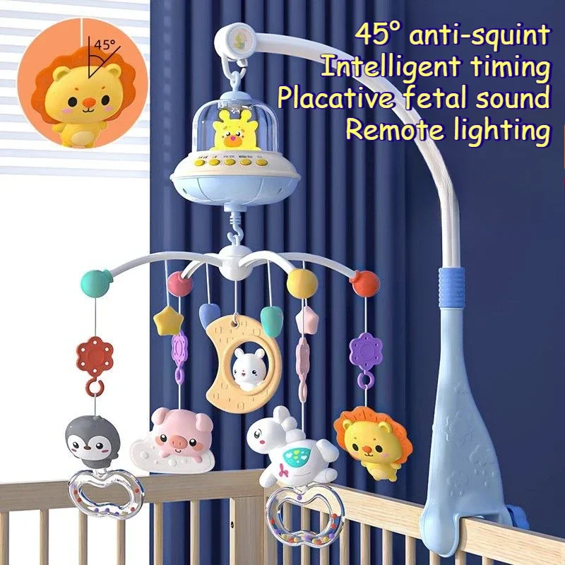 Cute baby toy remote control rotating music bedside bell rattle crib bell baby bedside projection bed bell