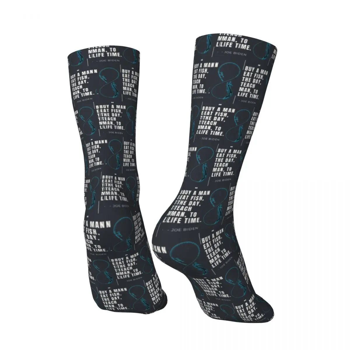 Vintage Buy A Man Eat Fish The Day Teach Man To Life Time Joe Biden Men's compression Socks Unisex Fish Street Style Crew Sock