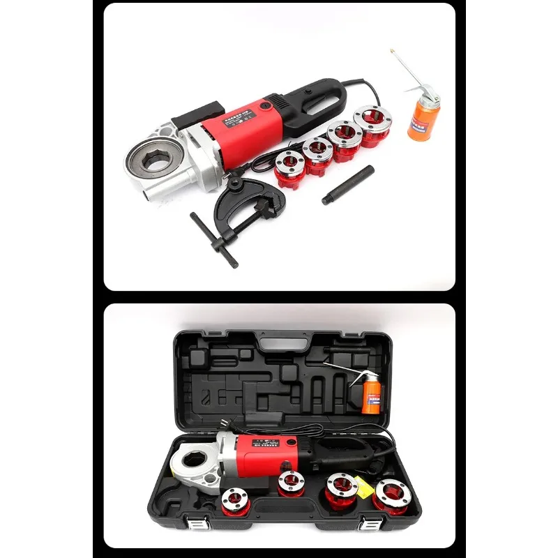2000W Handheld Electric Pipe Threading Machine Hinged Galvanized Steel Pipe Tapping Plumbing Construction Power Tool