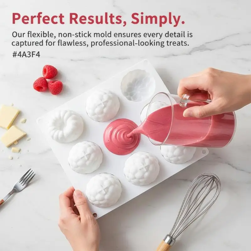 New 6 Cavity Raspberry Mousse Cake Baking Mold Fruit Shaped Dessert Silicone Mold For Chocolate Pudding Decorating Tools 1PC view 5