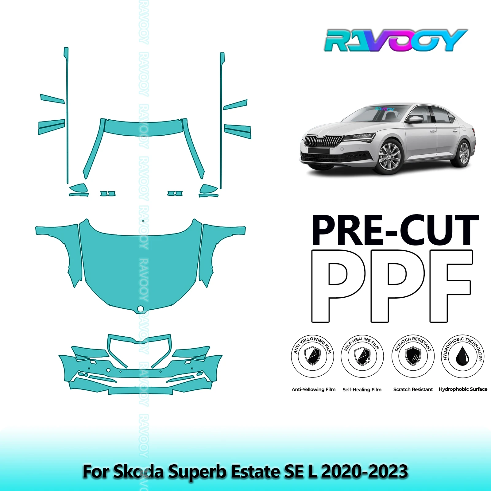 

Car Front Kit Clear Bra Precut PPF Paint Protection Film For Skoda Superb Estate SE L 2020-2023