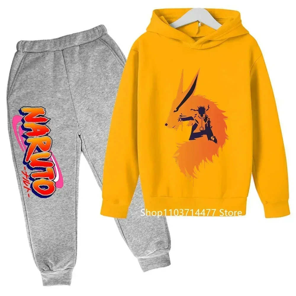 Conjunto de Sudadera con capucha y pantalones para niños, ropa deportiva Kawaii para adolescentes, Moda de Primavera