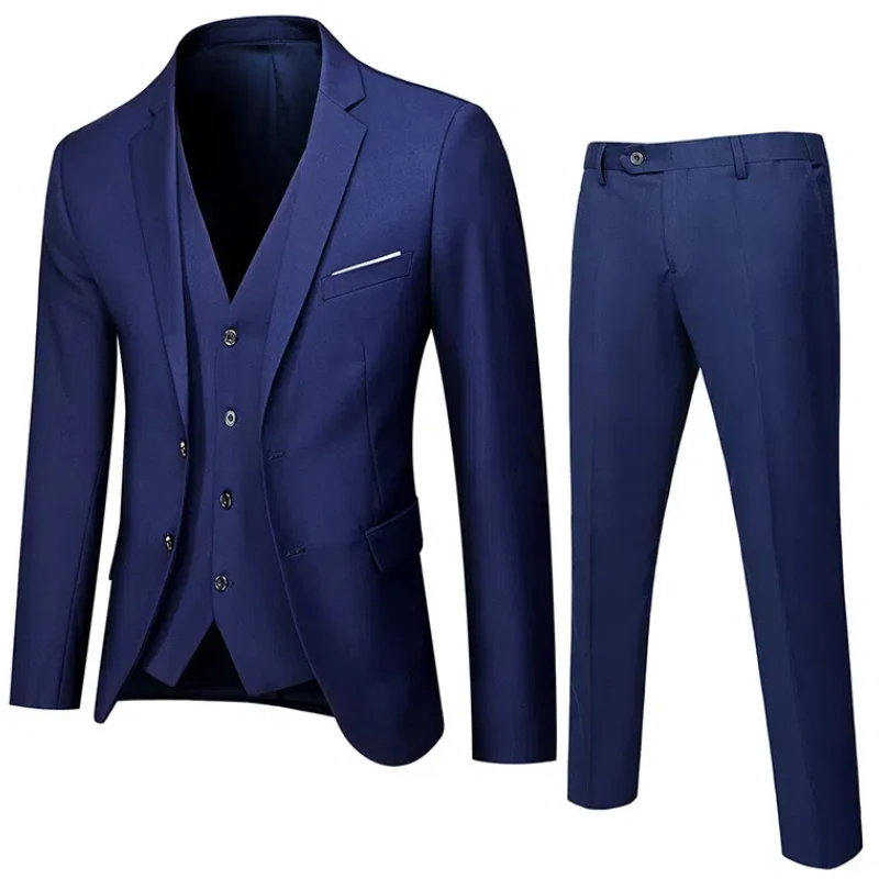 Spring Suit Suit Men\'s K-style Slim Three-piece Suit Groomsmen Men\'s Groomsmen Business Casual Suit Professional Formal Wear