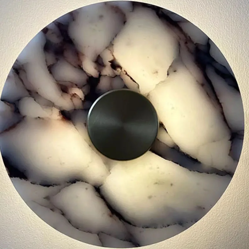 

French silent wind natural marble Bulgari wall lamp designer model room soft decoration living room bedroom corridor lamp