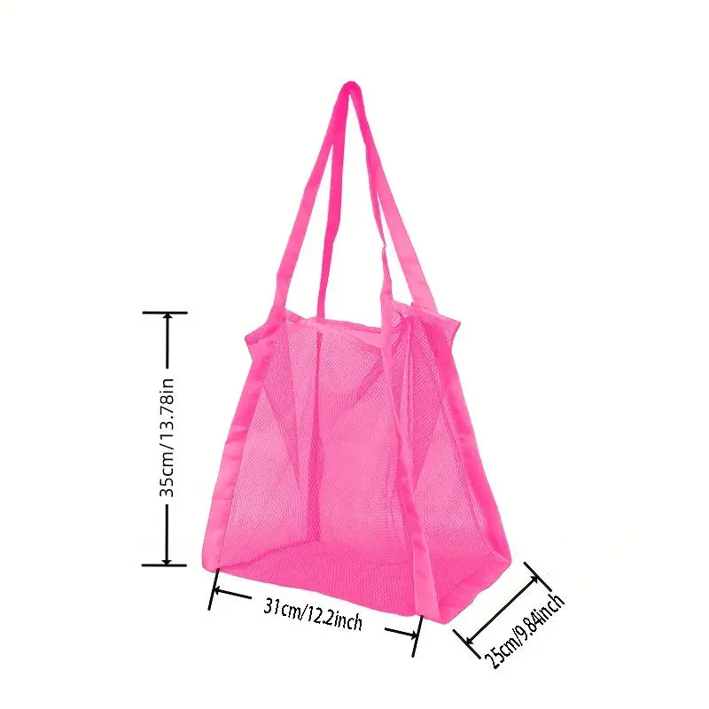 Multicolor Swimming Large Mesh Beach Bag, Sand-Away Portable Tote, Breathable Foldable Storage For Toys Outdoor Mesh Handbag