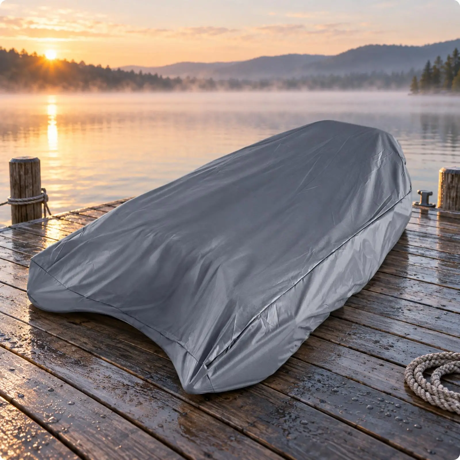 Universal Inflatable Boat Cover Oxford Fabric Shell with Elastic Hem and Buckle Straps for Safe Storage and Travel Protection