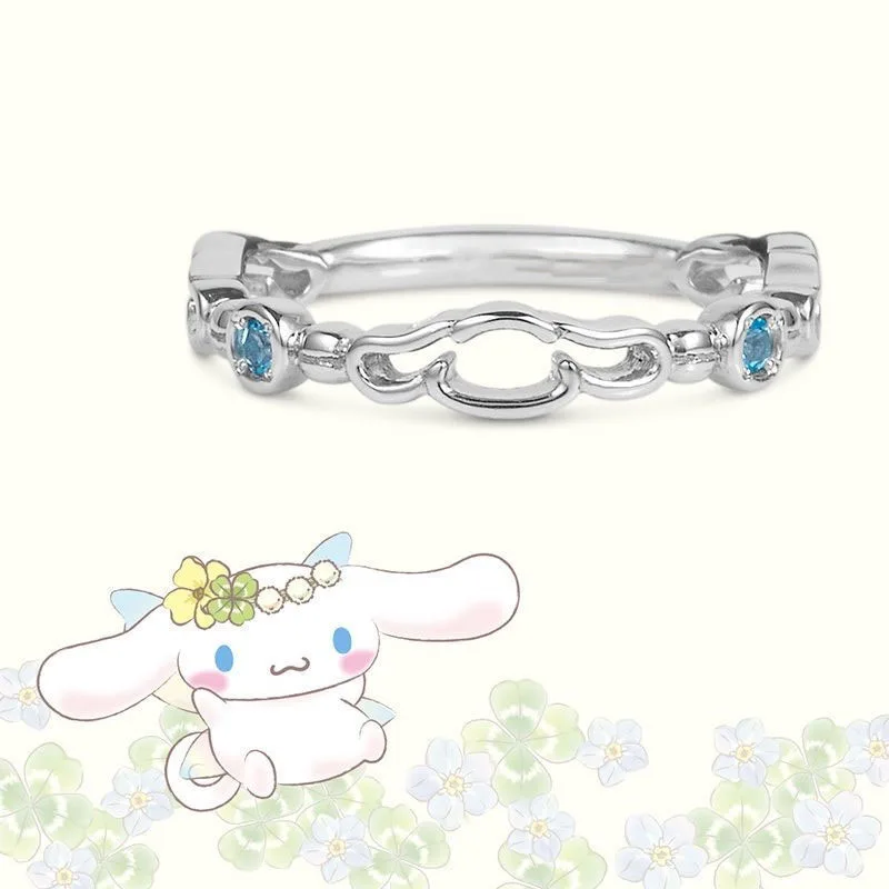 Miniso Anime Cartoon Cinnamoroll Rings Girls Inlaid Zircon New Fashion Couple Jewelry Temperament Girl Friend Birthday Gifts