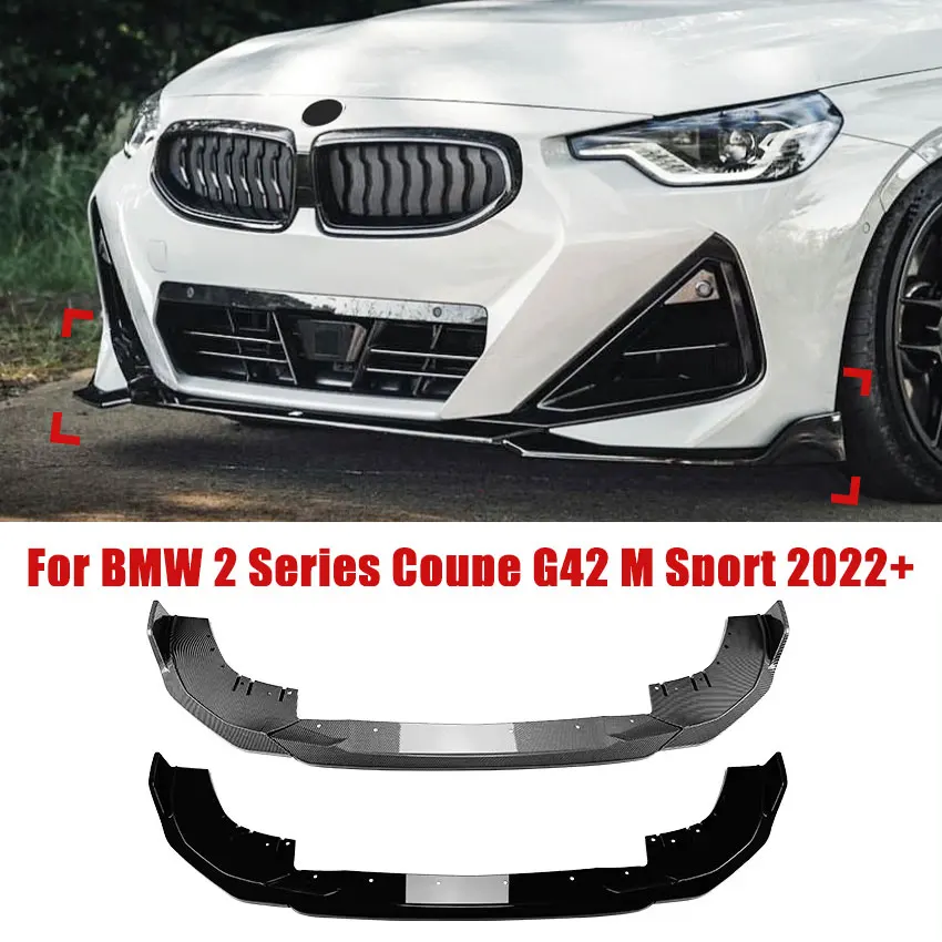 

For BMW 2 Series Coupe G42 M Sport 2022+ Car Front Bumper Lip Spoiler Splitter Body Exterior Guard Decoration Modification