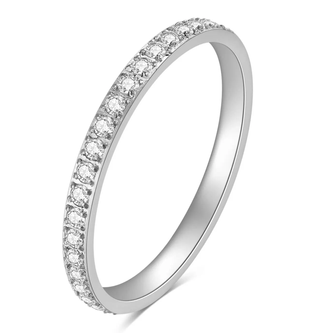 Women's Stainless Steel CZ Engagement Ring