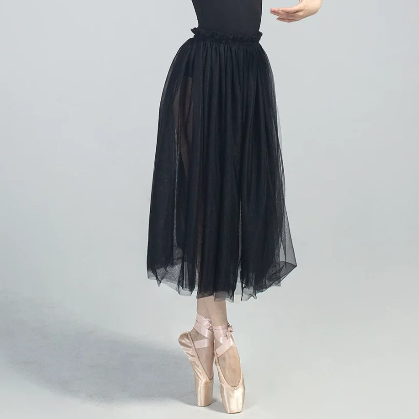 

Three Layers New High Waist A-shaped Skirt Adult Medium and Long Square Dance Performance Mesh Skirts