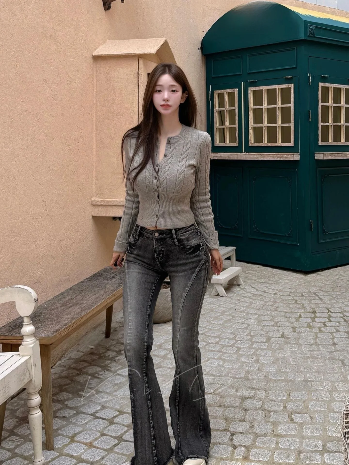 

Slimming High Waist Flared Pants Retro Waed Design Sensation Long Jeans Casual Sle Cotton Stretch Denim Ladies Jeans