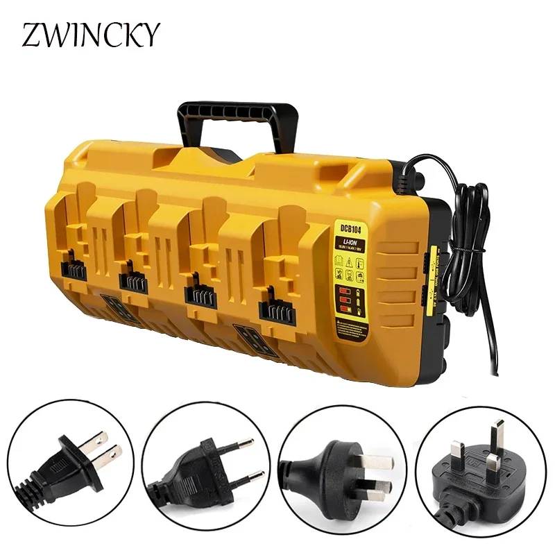 4 Port Li-Ion Battery Fast Charger For DEWALT 12V 14.4V 20V MAX Lithium Battery DCB104 DCB107 DCB115 DCB118 DCB119 DCB102 NEW