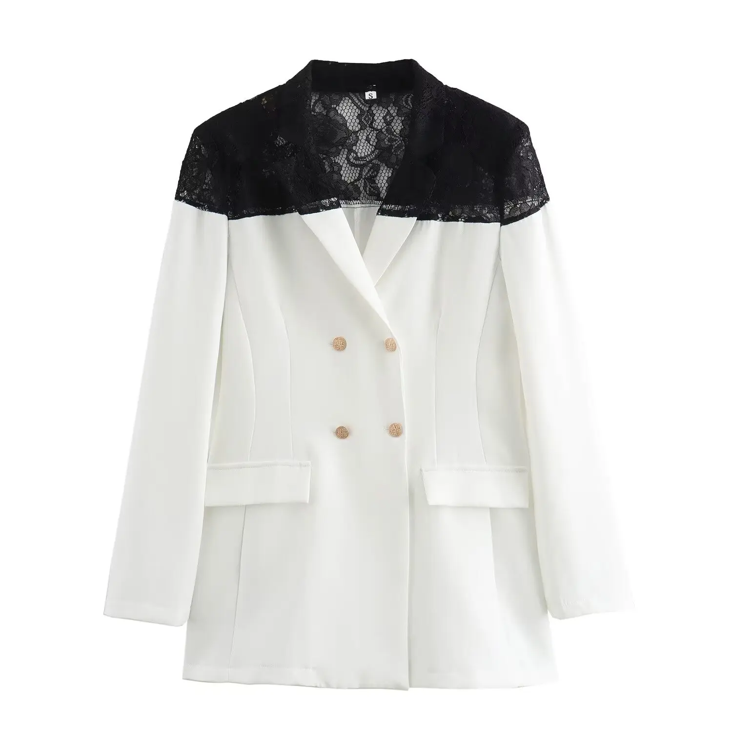 Women's Temperament Lace Patchwork Commuting Long Sleeved Suit Jacket For Women