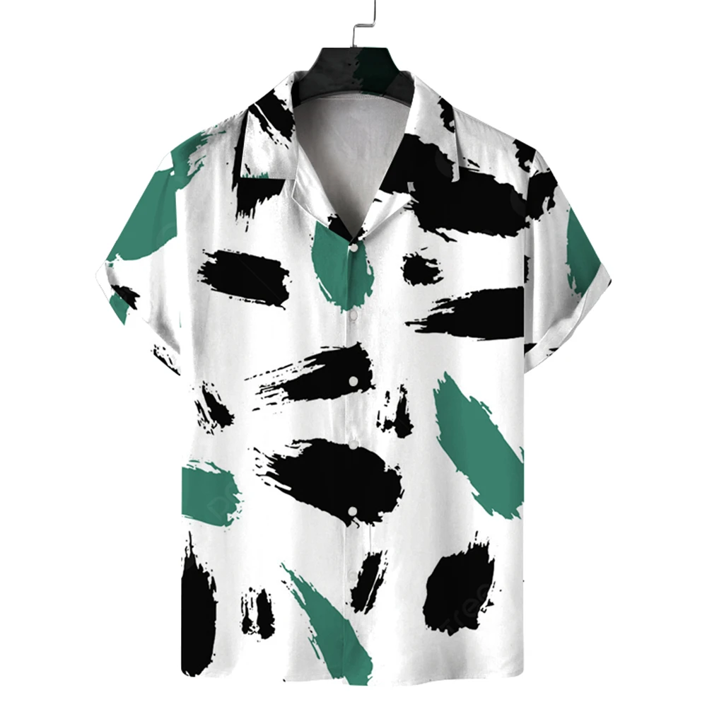 

Hawaiian Shirts 3D Printed Color Geometry Men's Shirts Beach Vacation Short Sleeve Fashion Tops Summer Lapel Blouse Street Shirt