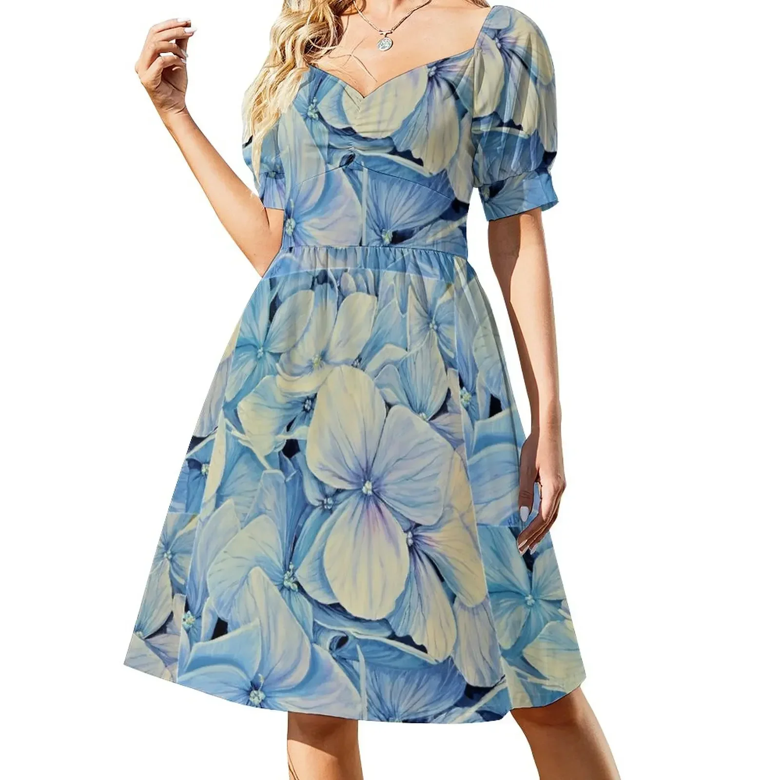 

Blue Hydrangea - Each Day I Love You More - By HSIN LIN Sleeveless Dress clothes for women Dress