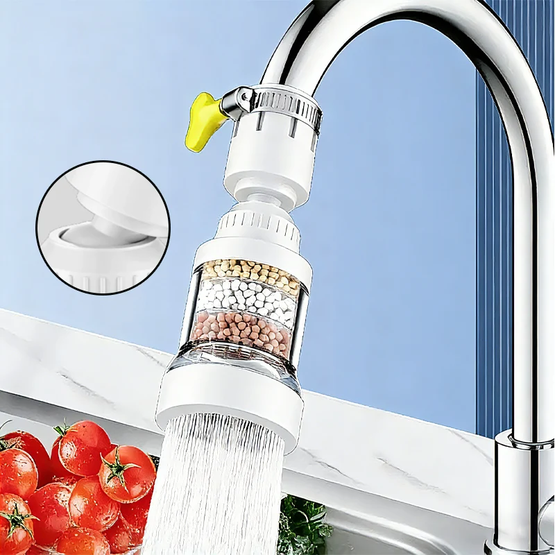 

Удлинительный фильтр для крана, брызгозащищенный кухонный фильтр для водопроводной воды 360° ° Универсальный вращающийся усилитель фильтра крана