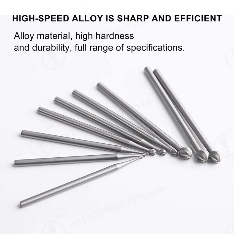 2.35mm Shank Tungsten Steel Ball Burr Engraving Bits Set for Jewelry Craft Processing