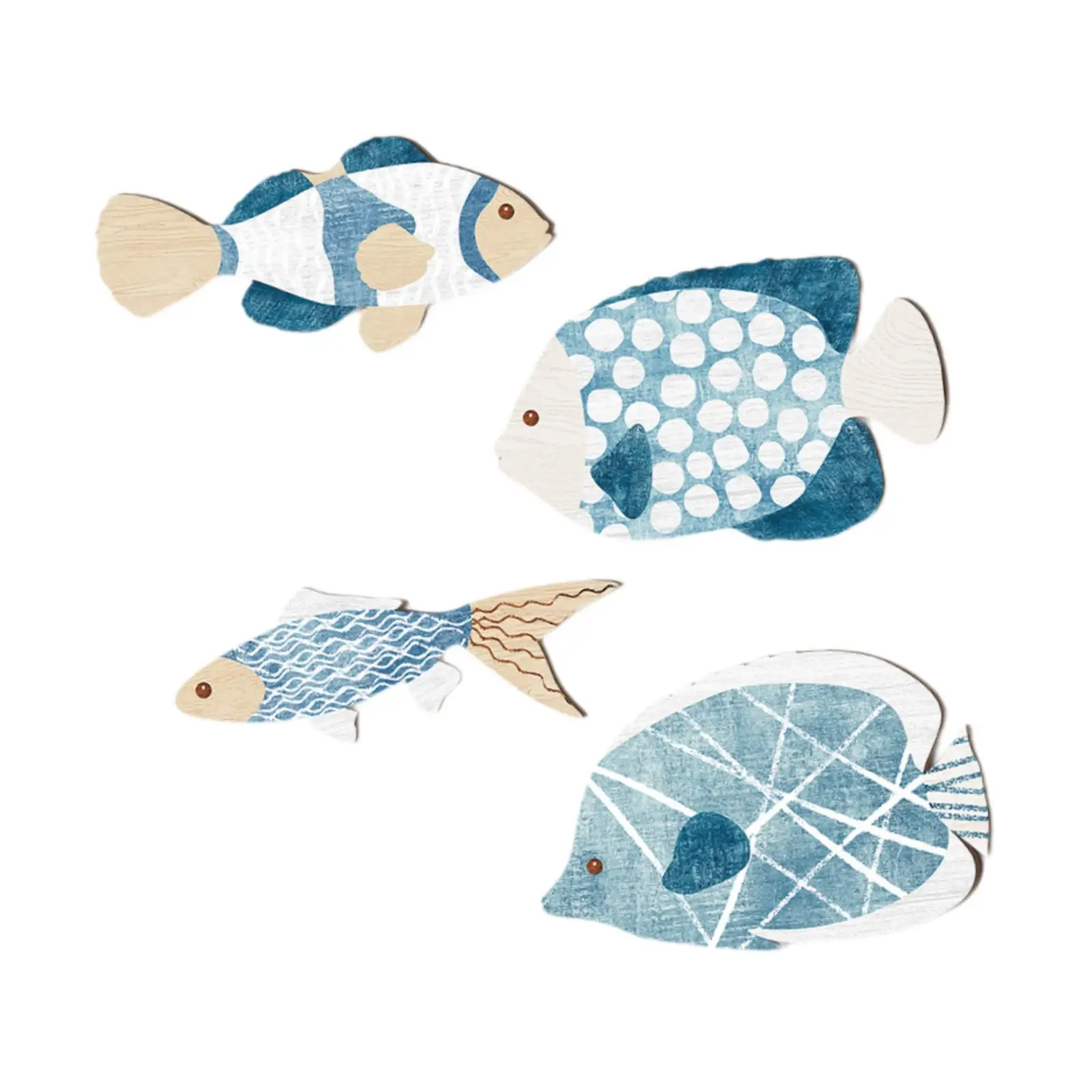 Wood School of Fish Wall Decor Vintage Nautical Fish Wall Hanging Decor for Home Cafe Apartment Decoration
