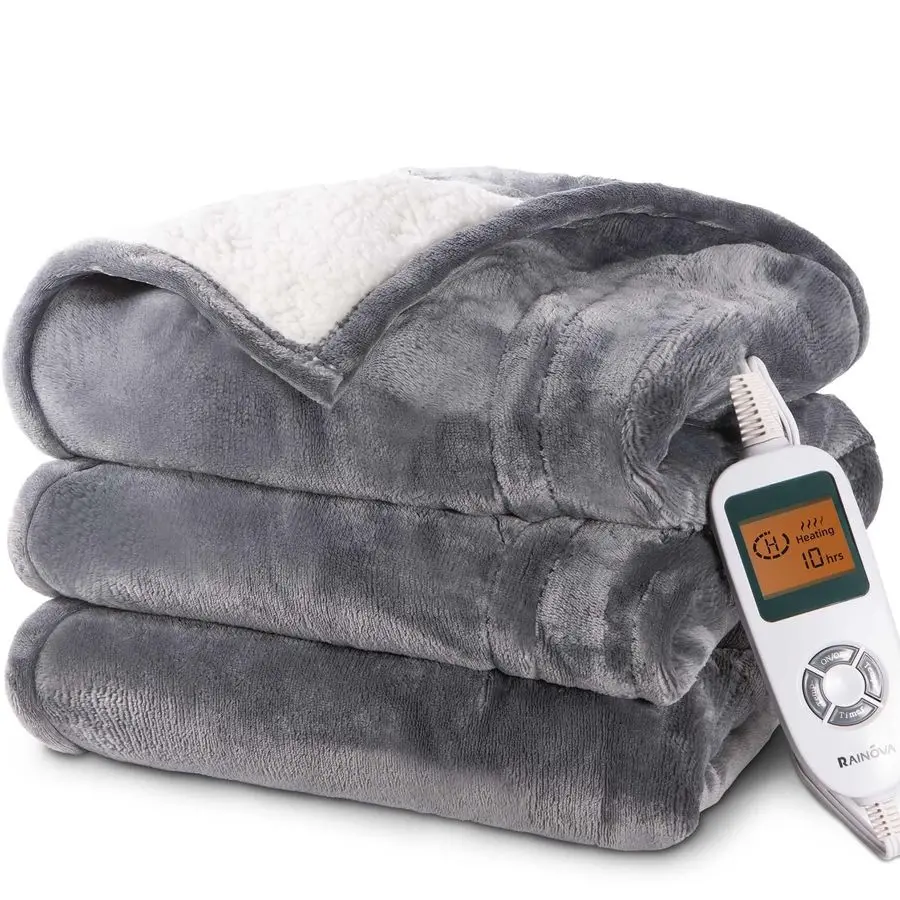 

Heated Blanket Electric Throw, Electric Blanket50x60, Soft Flannel Lamb Swool Heating Blanket, 10Level Heating, 10Hour AutoOff,