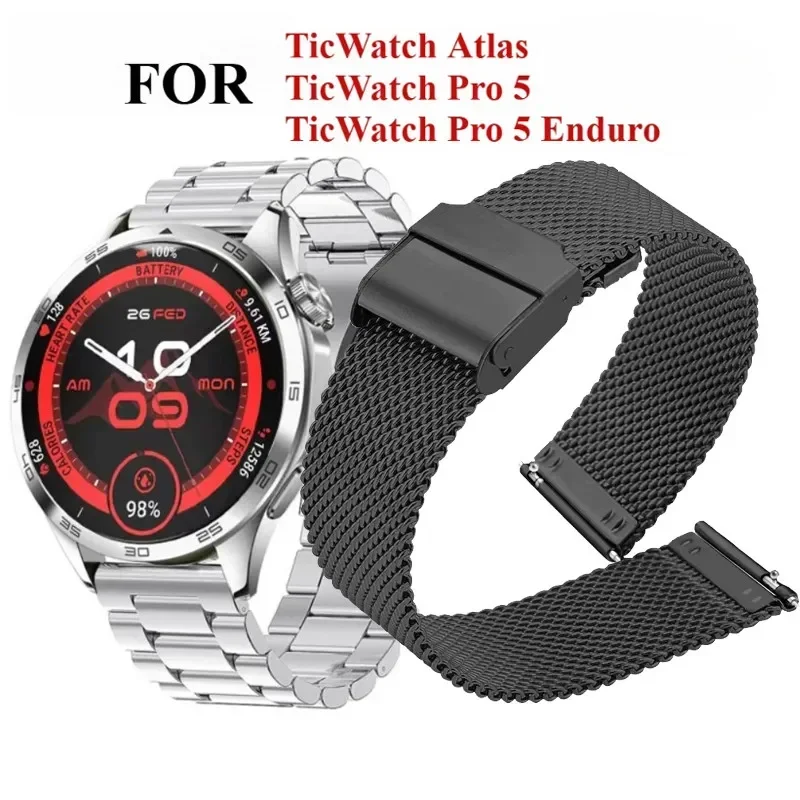 TicWatch Atlas Pro 5 Smartwatch 스테인레스 스틸 손목 밴드용 24/22/20mm 금속 시계 스트랩