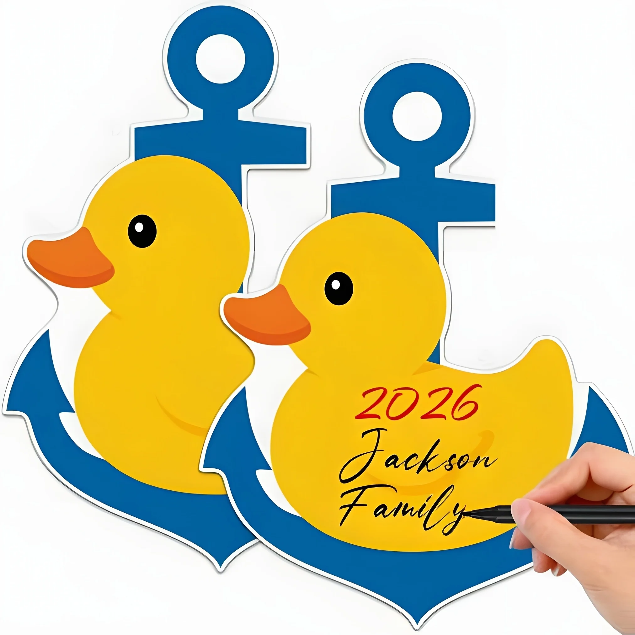 2Pcs Yellow Duck Cruise Ship Magnetic Screen Door Decor, Anchor Steering Wheel Pattern, Carnival Sliding Door Curtain Magnets