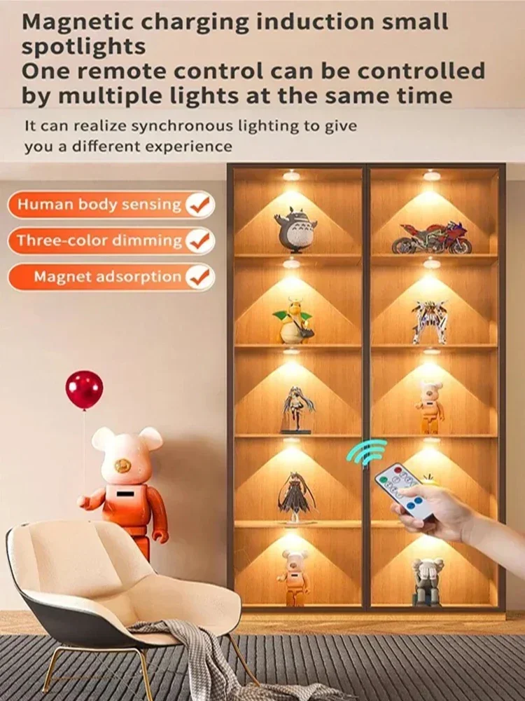 LED Motion Sensor Night Light Wireless Under Cabint Lights Dimmable USB Rechargeable Lighting Kitchen Aisle Closet Home Decor