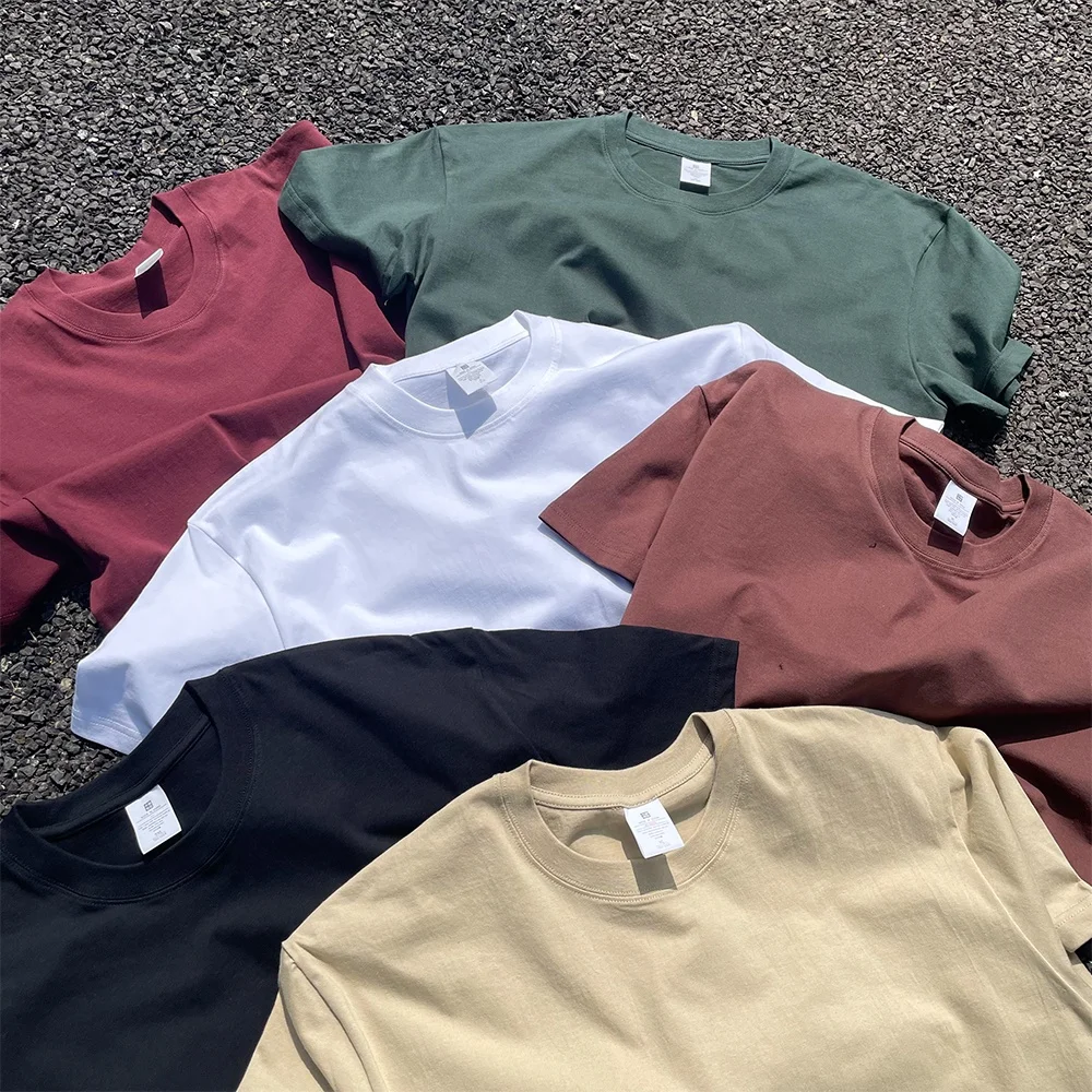 Lightweight Breathable Vintage Washed Short Sleeve T-Shirt Loose Fit High Weave Non-Lightweight Grey for Young Men Summer 2024