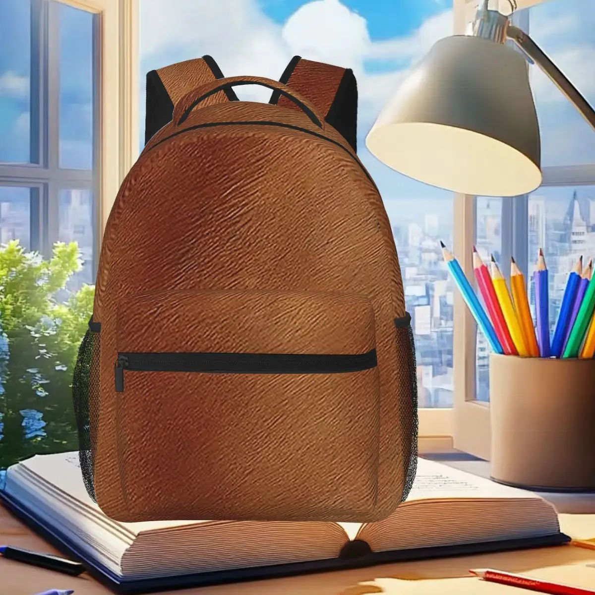 Brown Cowhide Cow Skin Print Backpack Student Boys Girls BookBag Kids School Bag Computer Shoulder Bags for Men Women